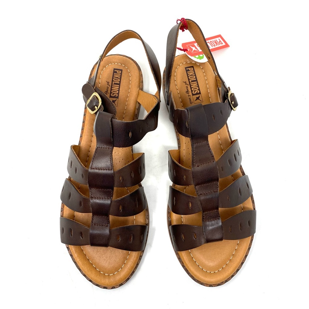 Pikolinos Algar Olmo Brown Leather Flat Sandals Size 42 New in Box - Picture 5 of 7